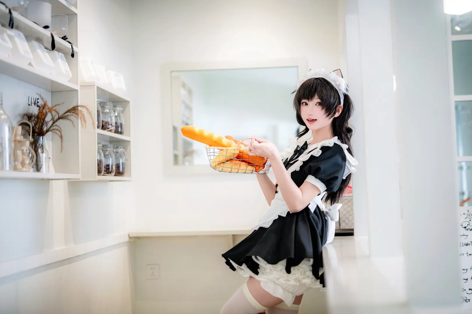 Japanese Maid Outfit Photoshoot: White Stockings Daily Life in a Chongqing Bakery by mile7758 - Image 8