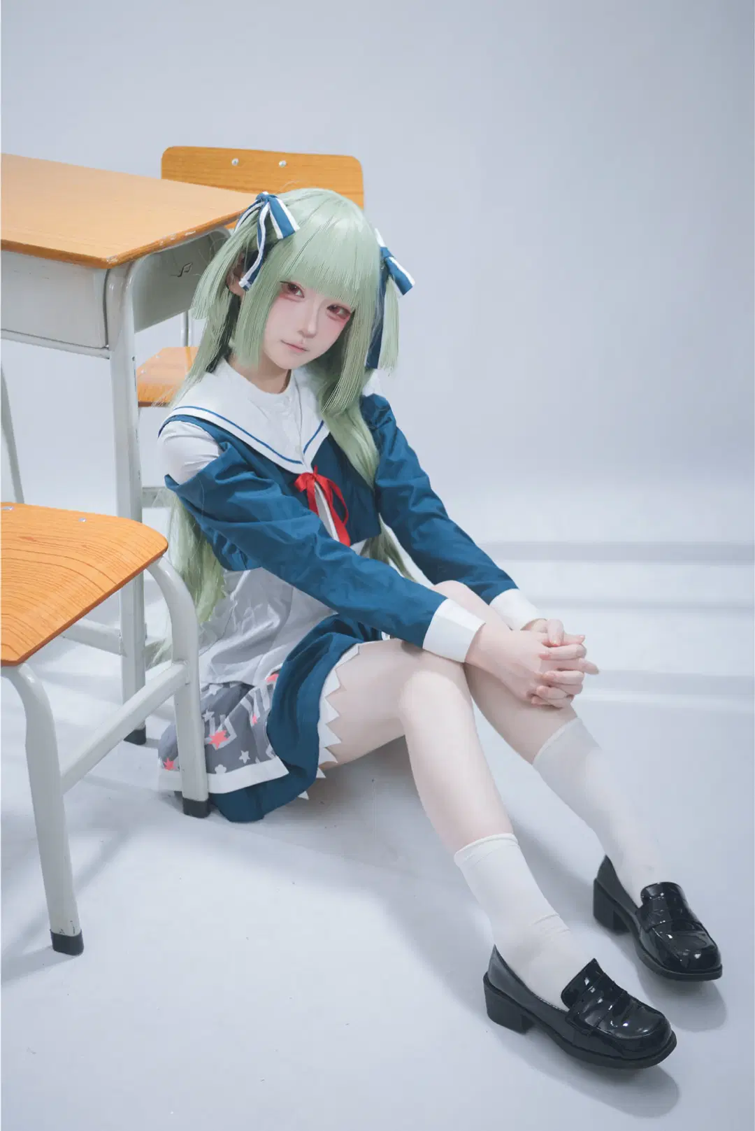 [Murasame cosplay] Senren＊Banka: Green Hair, Red Eyes, and White Stockings in the Classroom by Govcz小法师XiYi - Image 2