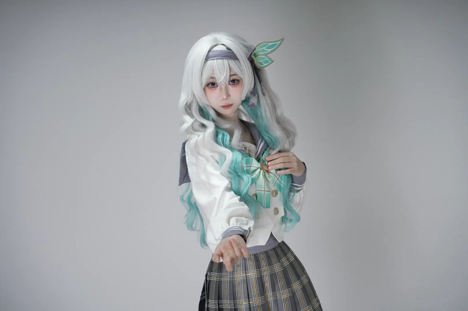 [Firefly cosplay] Honkai: Star Rail Firefly JK Uniform Photoshoot Records by 硫酸铅沉淀（想拍正片版 - Image 3