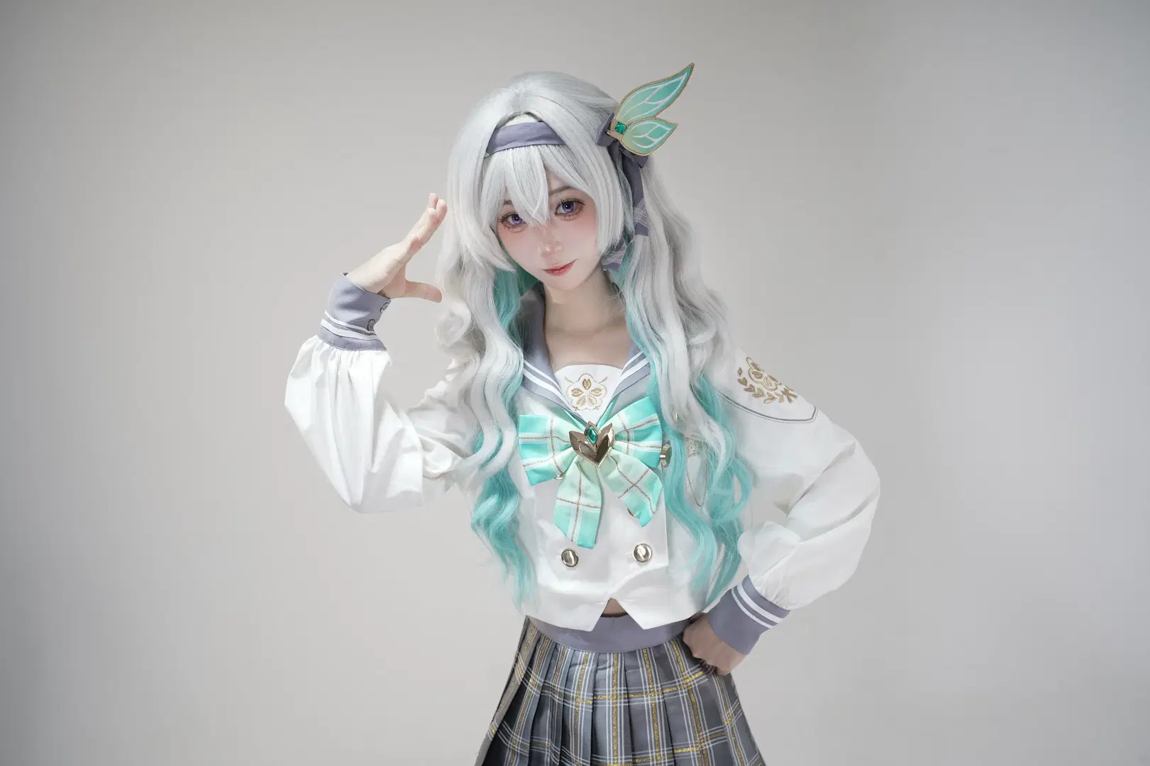 [Firefly cosplay] Honkai: Star Rail Firefly JK Uniform Photoshoot Records by 硫酸铅沉淀（想拍正片版 - Image 5