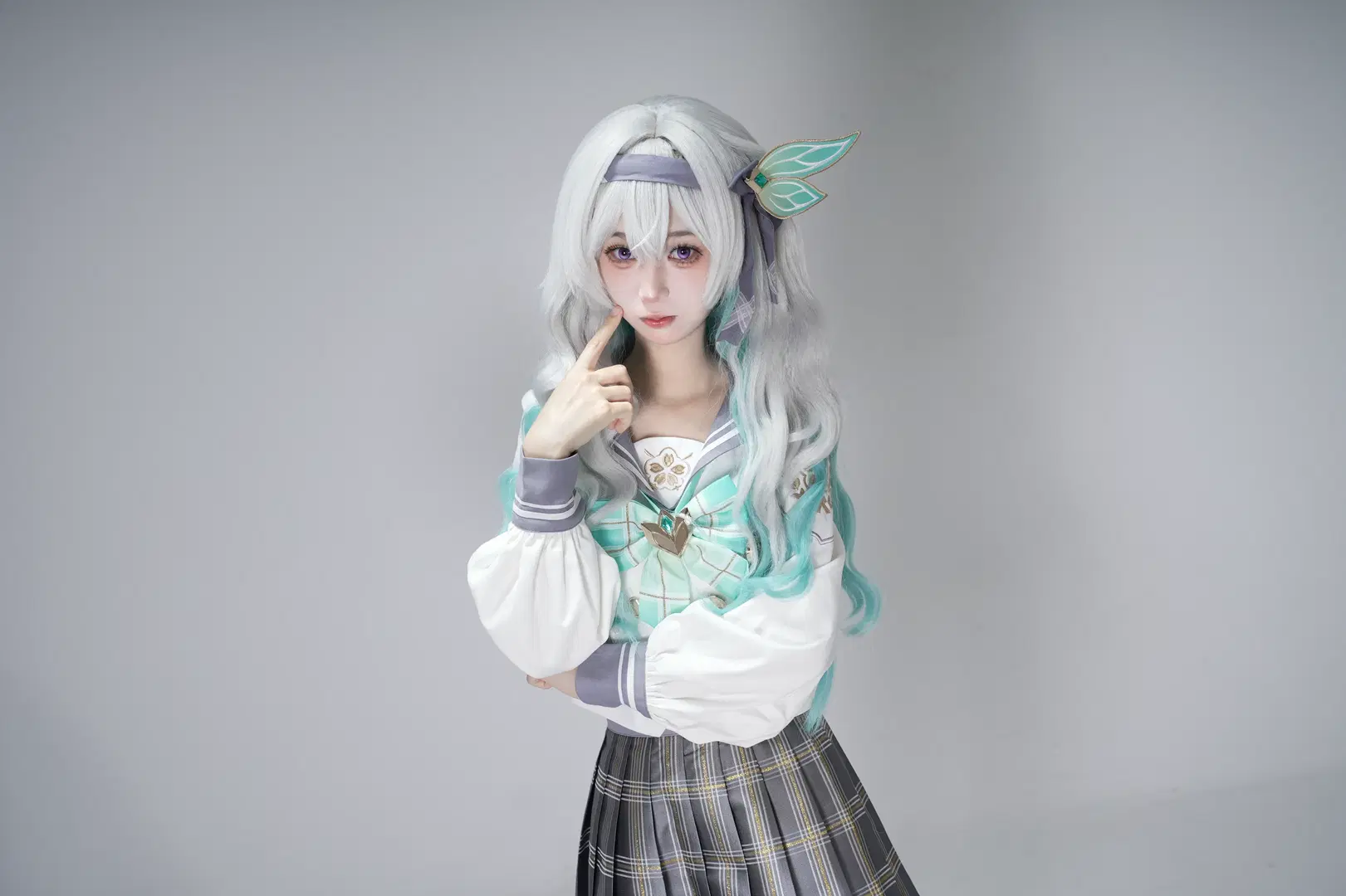 [Firefly cosplay] Honkai: Star Rail Firefly JK Uniform Photoshoot Records by 硫酸铅沉淀（想拍正片版 - Image 9