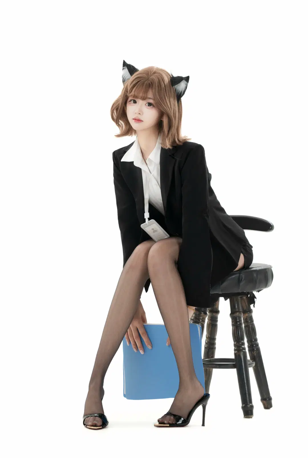 青岛白棚拍日系OL制服，黑丝高跟的职场风尝试 - Ovo - 第4张