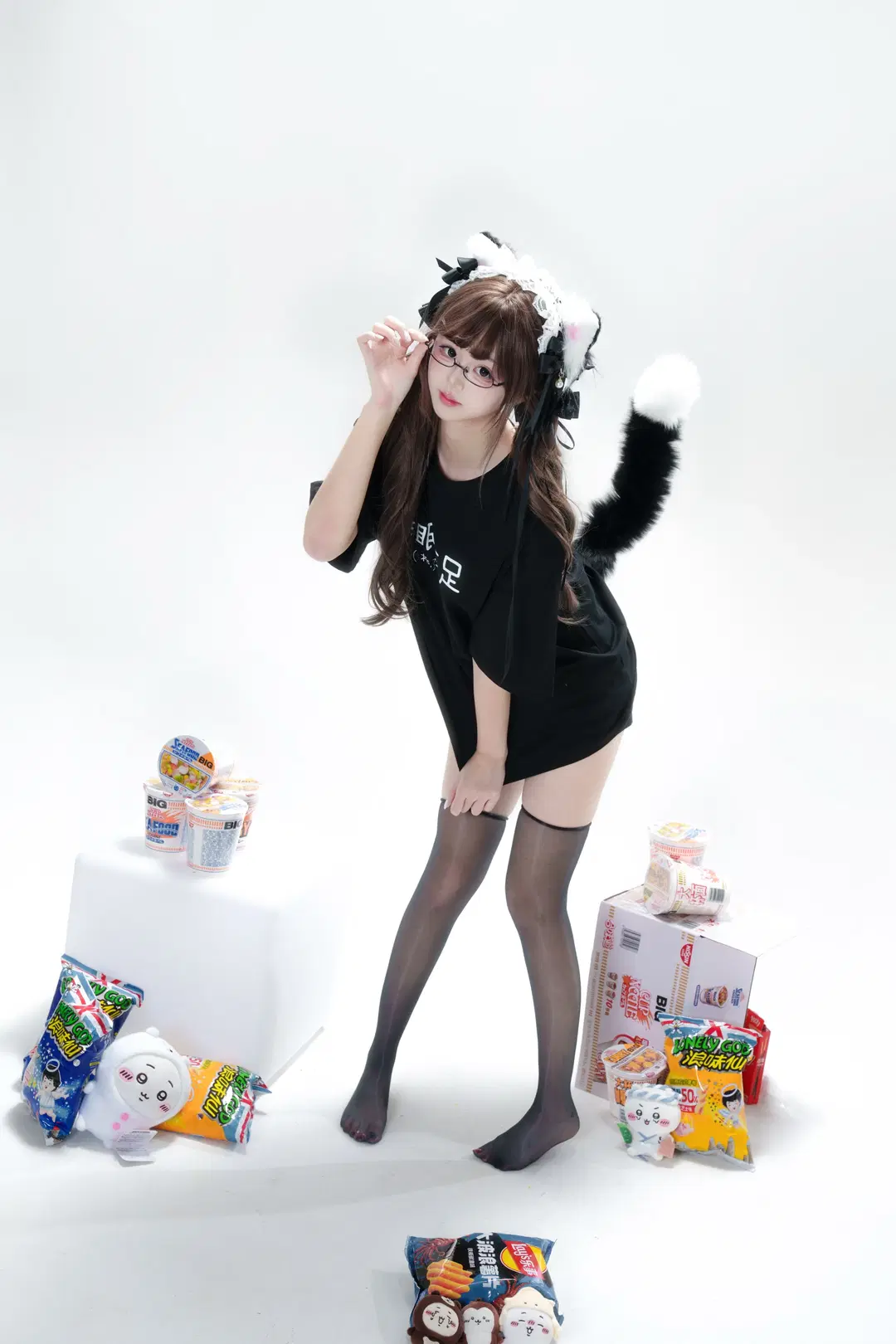 二次元, 猫耳, 白棚, 黑丝, 女仆
