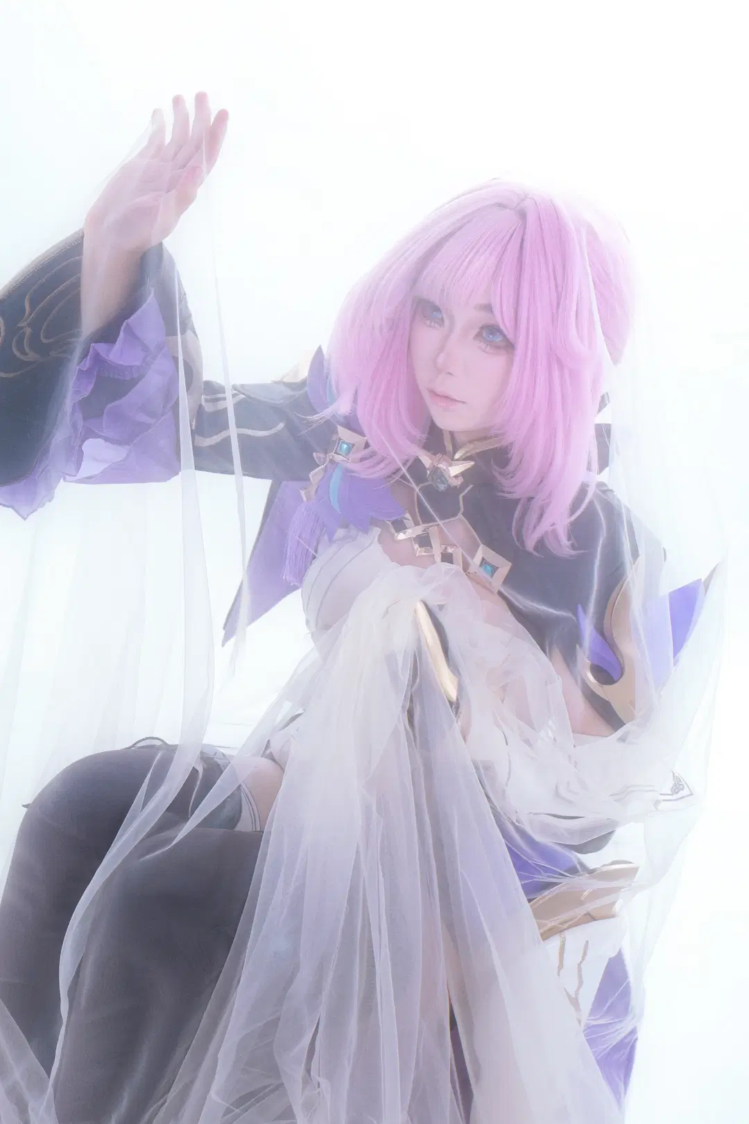 愛莉希雅cos, 崩壞3, 二次元cosplay, 黑絲, 夢幻薄紗