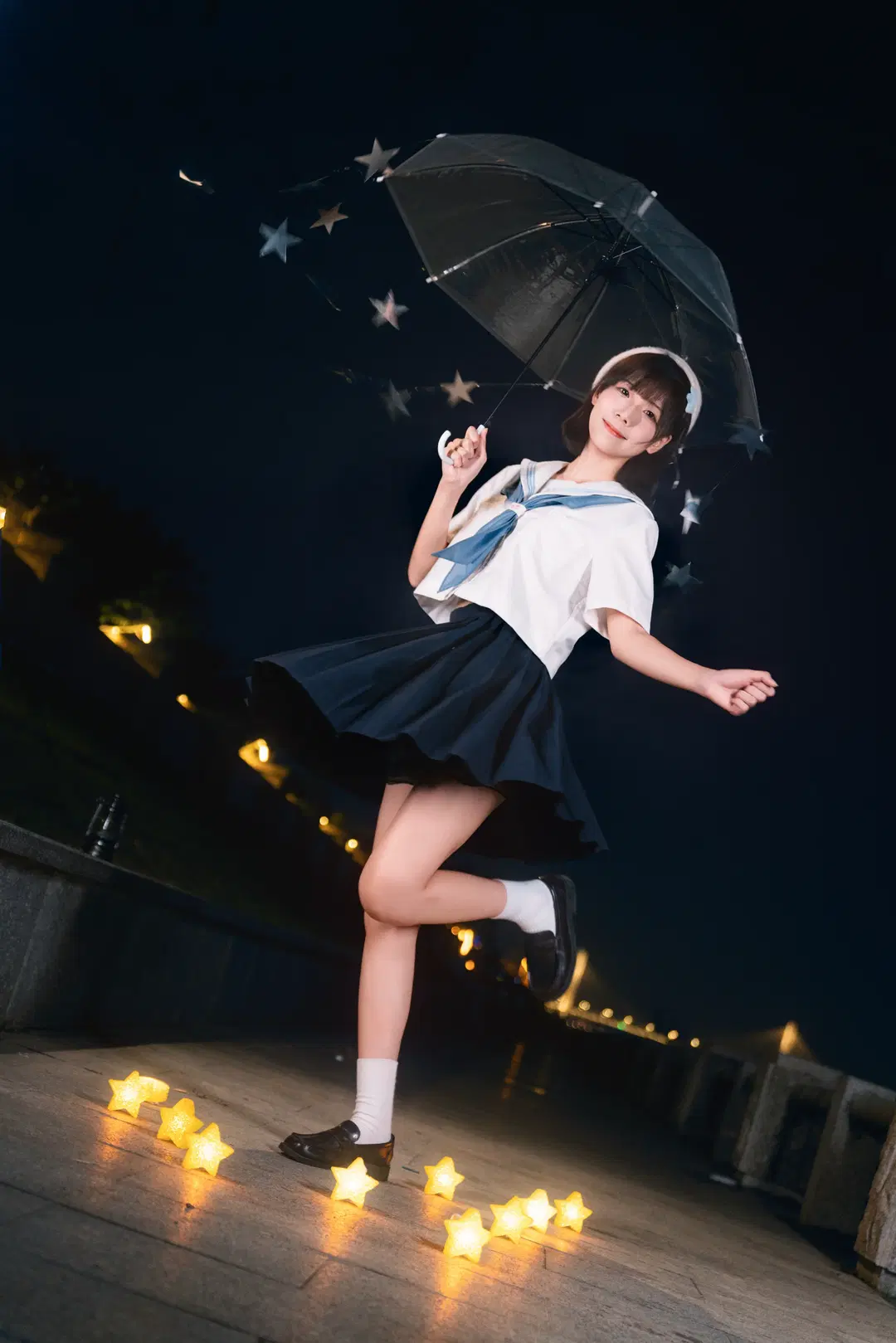 夜风微凉星星散落，JK制服夜景氛围感写真 - 小饭大人 - 第10张