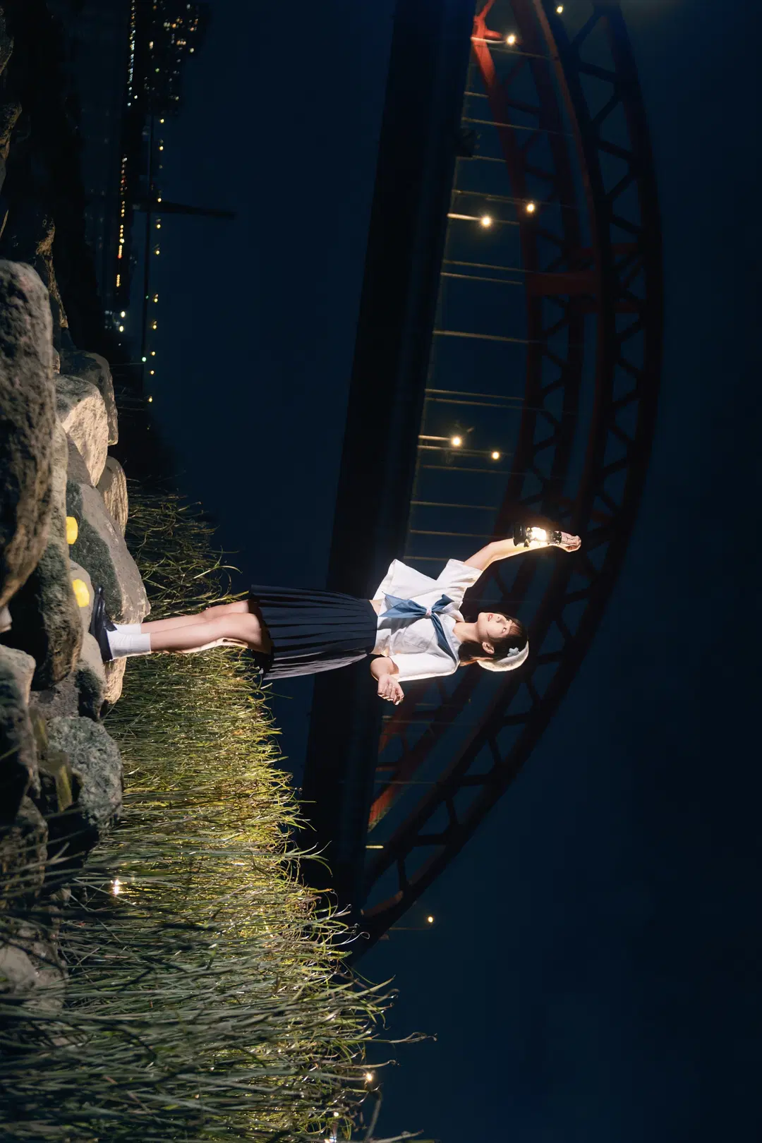 夜风微凉星星散落，JK制服夜景氛围感写真 - 小饭大人 - 第4张