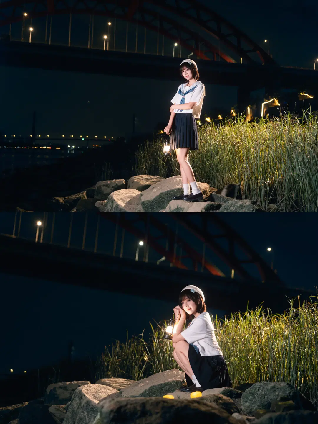 夜风微凉星星散落，JK制服夜景氛围感写真 - 小饭大人 - 第8张