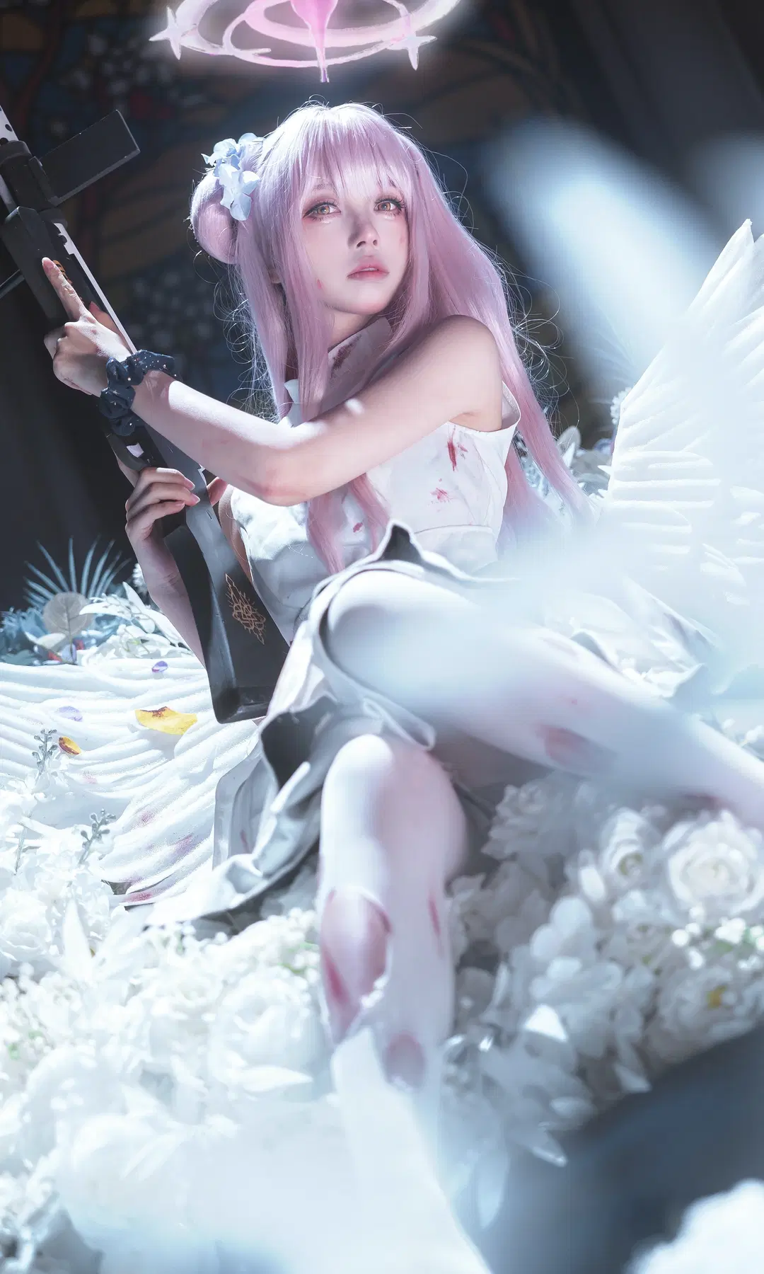 碧藍檔案, 二次元cosplay, 聖園未花cos, 白絲, 戰損風