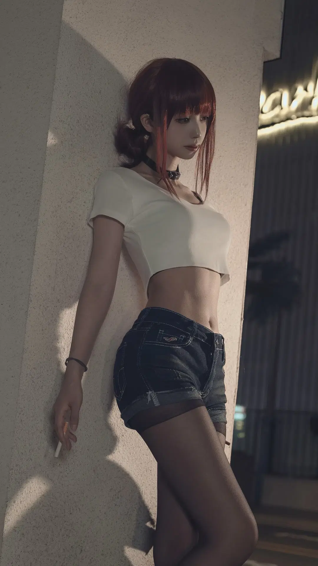 山田小姐cos, 黑色丝袜, 佐佐木先生, 后巷夜景, 颓废风人像