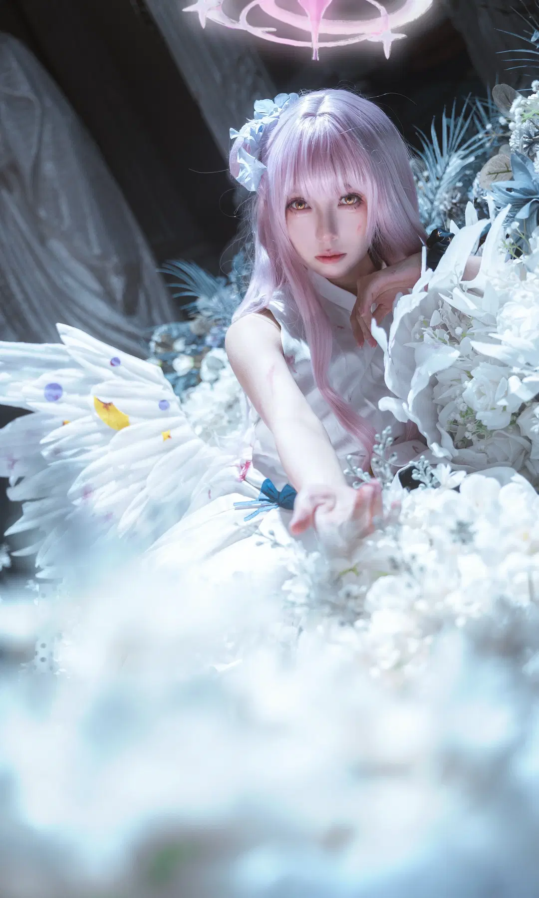 [Misono Mika cosplay] A dreamy moment falling into a sea of pure white flowers by 离子睡不醒 - Image 2
