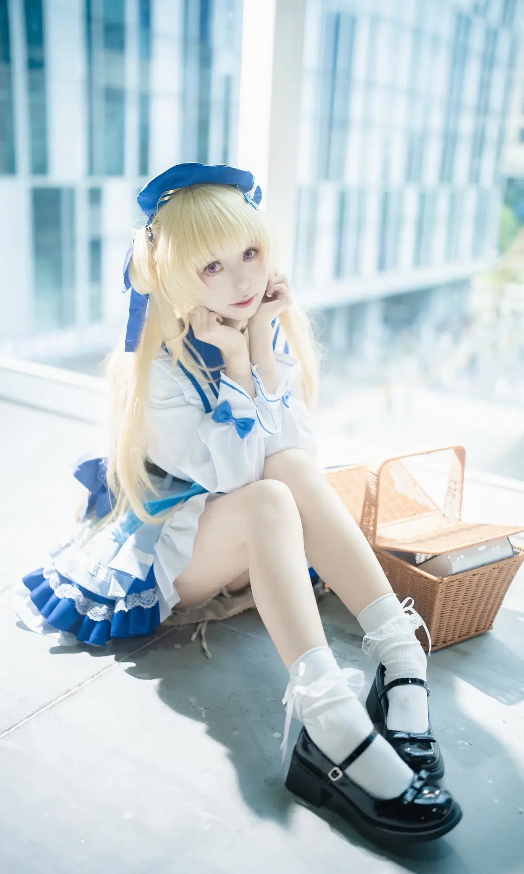 Phoebe Cosplay, Wuthering Waves, Sailor suit, White socks, Lawson collaboration