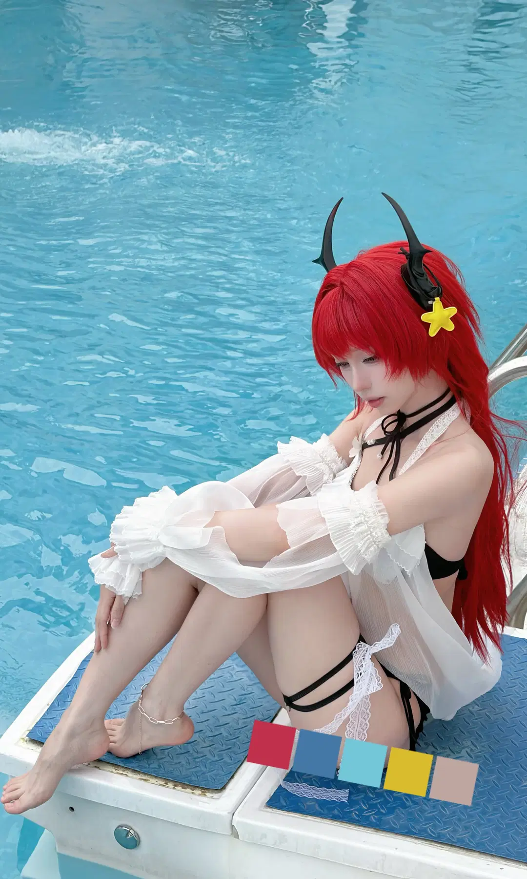 泳装cos, 明日方舟, 史尔特尔cos, 夏日cosplay, 红发cos