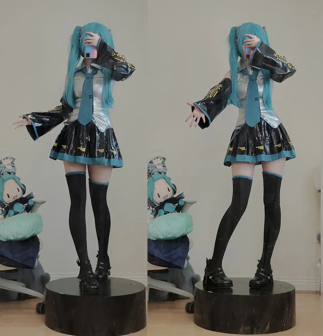 cosplay, 初音未来cos, 黑丝, 玉桂狗初音, 单马尾 - 第1张