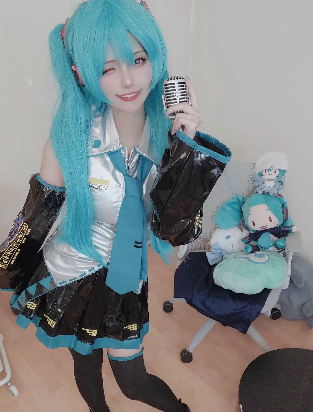 cosplay, 初音未来cos, 黑丝, 玉桂狗初音, 单马尾 - 第7张