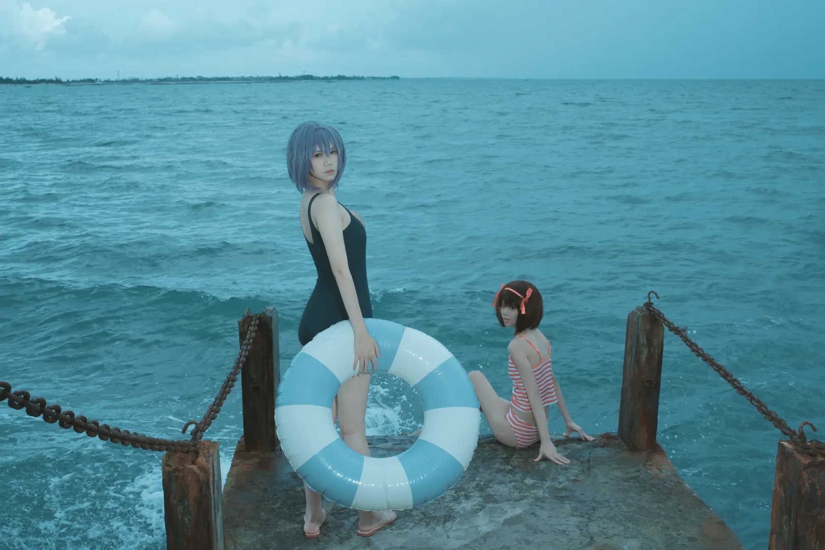 泳装, 凉宫春日cos, 凉宫春日的忧郁, 海边, 长门有希cos