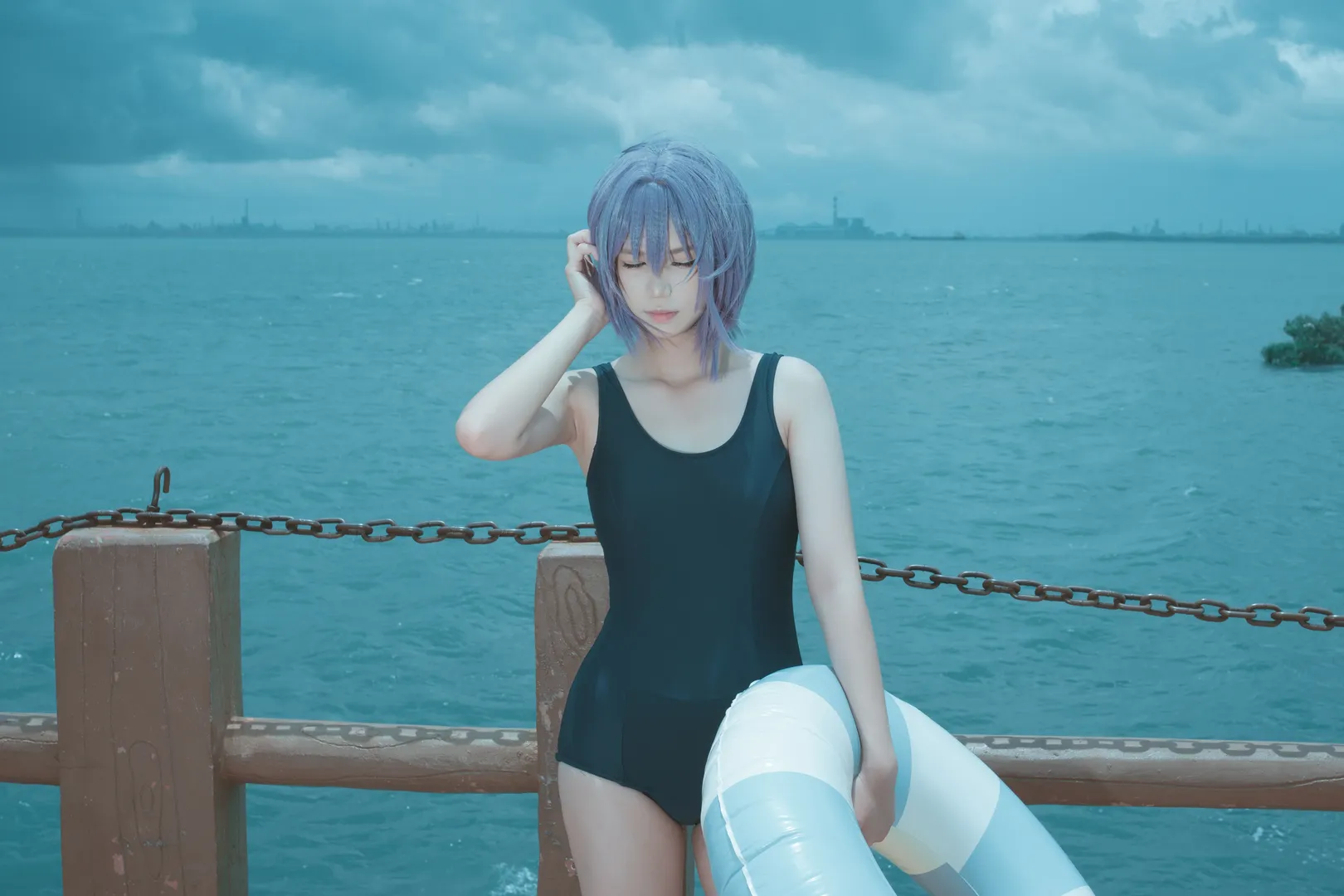 泳装, 凉宫春日cos, 凉宫春日的忧郁, 海边, 长门有希cos - 第4张