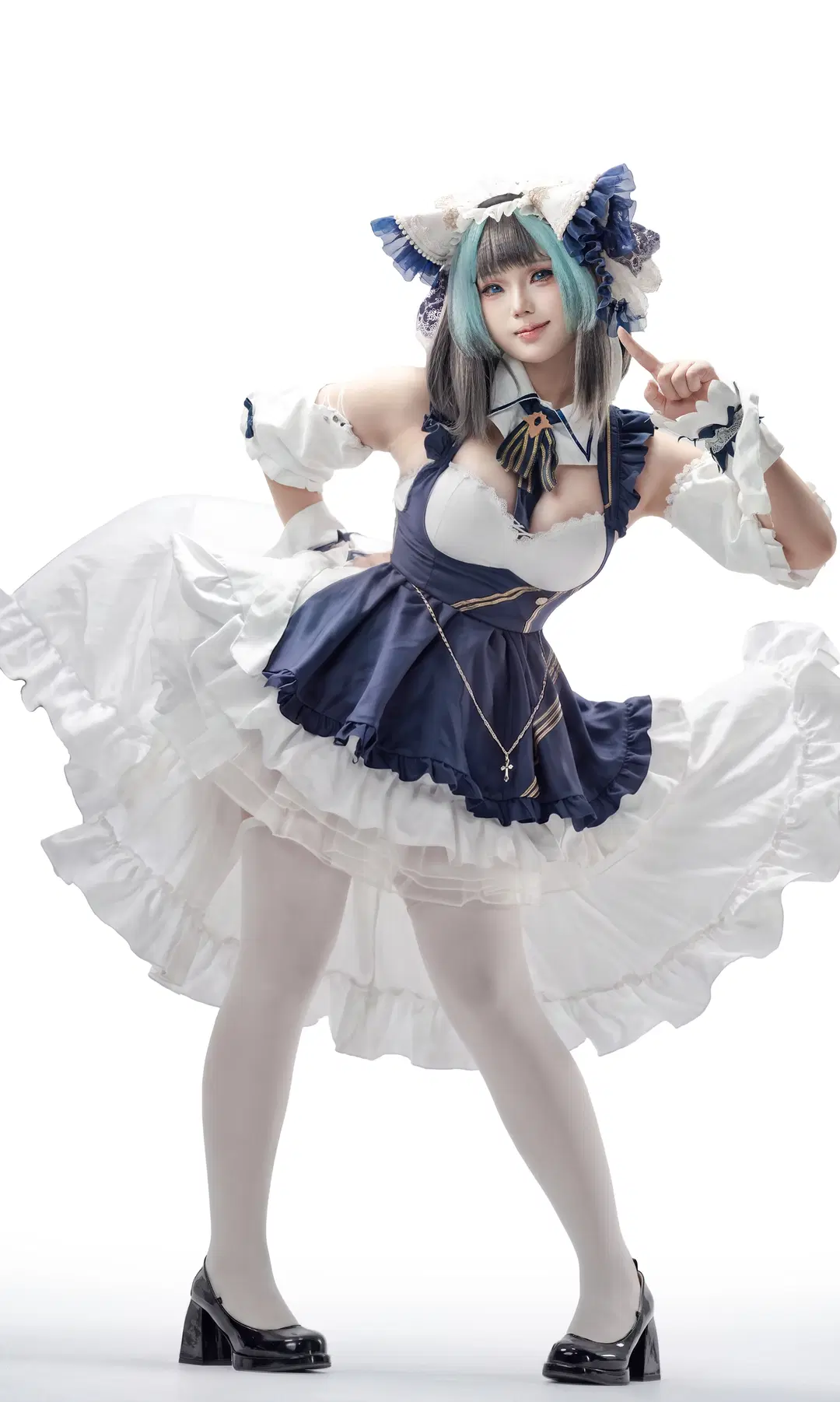 Cheshire Cosplay, Azur Lane, Maid outfit, White stockings, Fusou cosplay