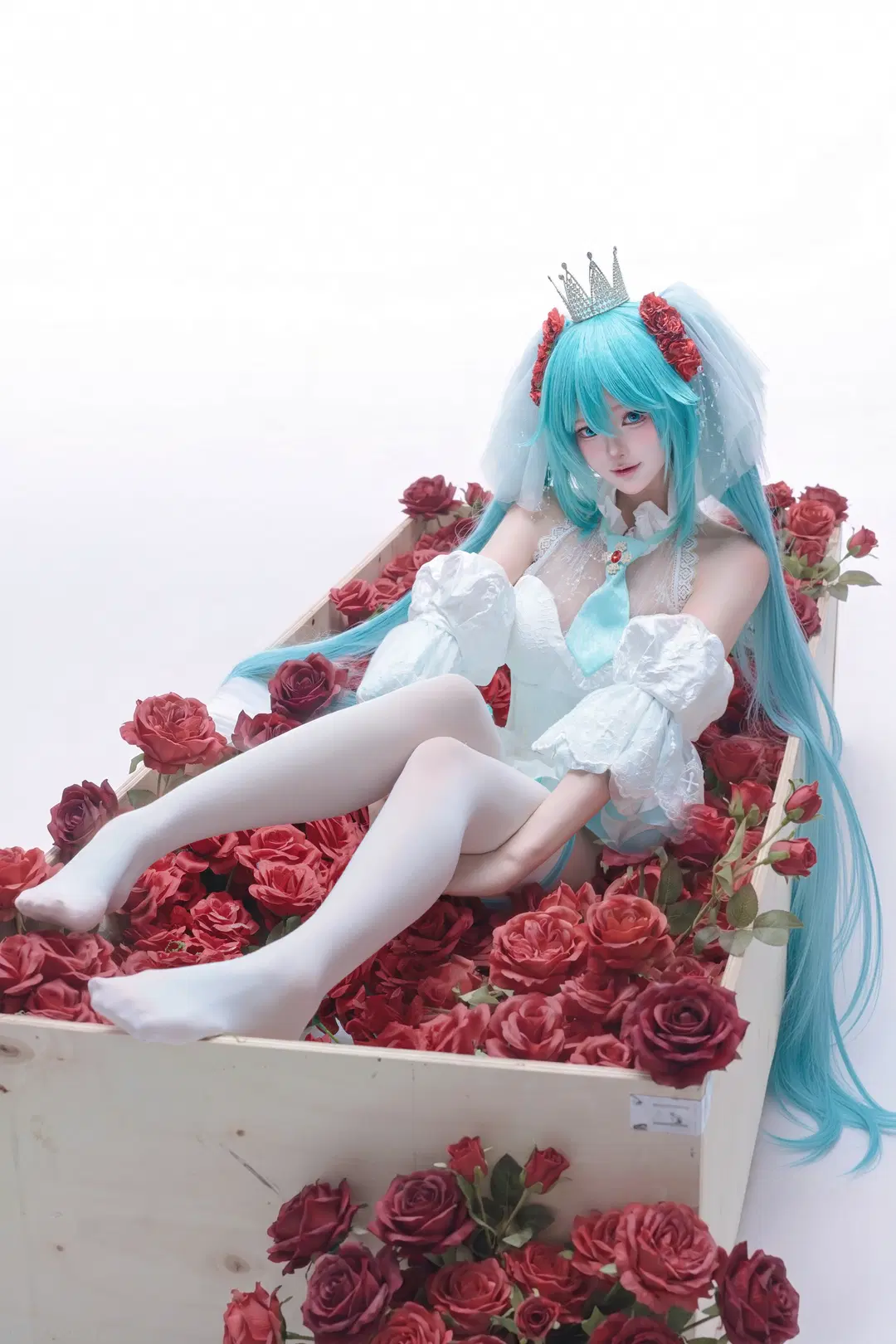 二次元摄影, 婚纱cos, 初音未来cos, 白丝, 白雪姬