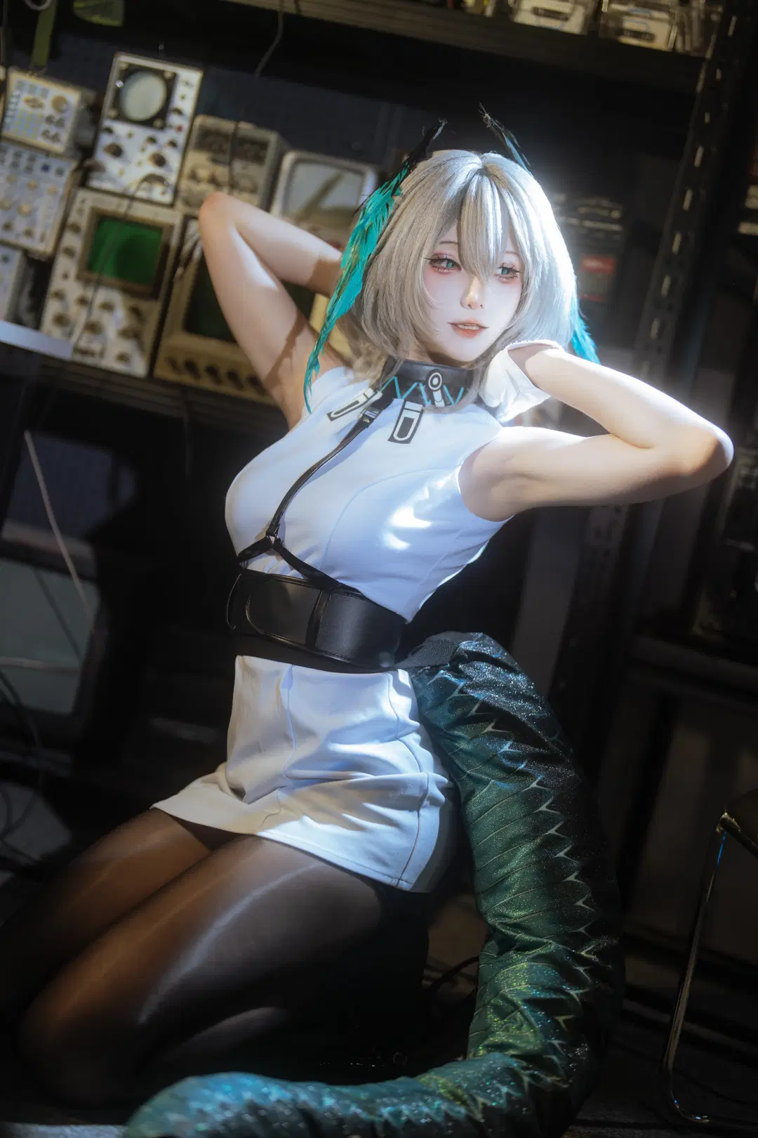Arknights, Onee-san / Mature woman, Ho'olheyak cosplay, Office Lady style, Stockings
