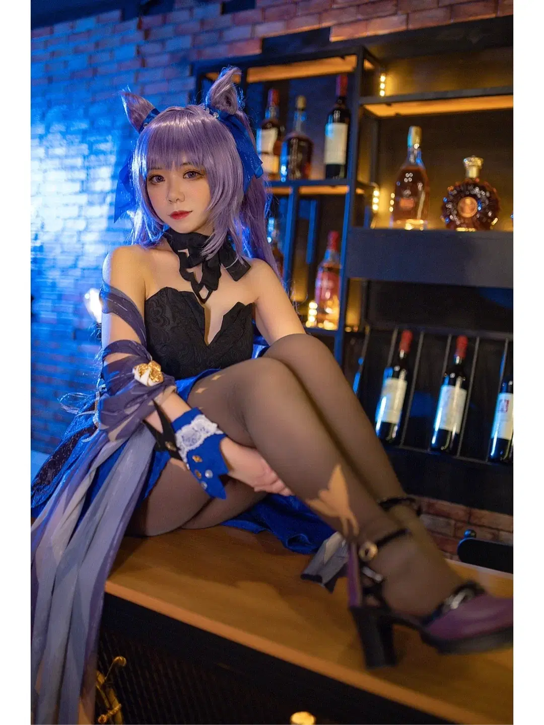 【刻晴cos】原神刻晴化身霓裾翩跹的酒吧微醺夜 - Helloguagua - 第3张