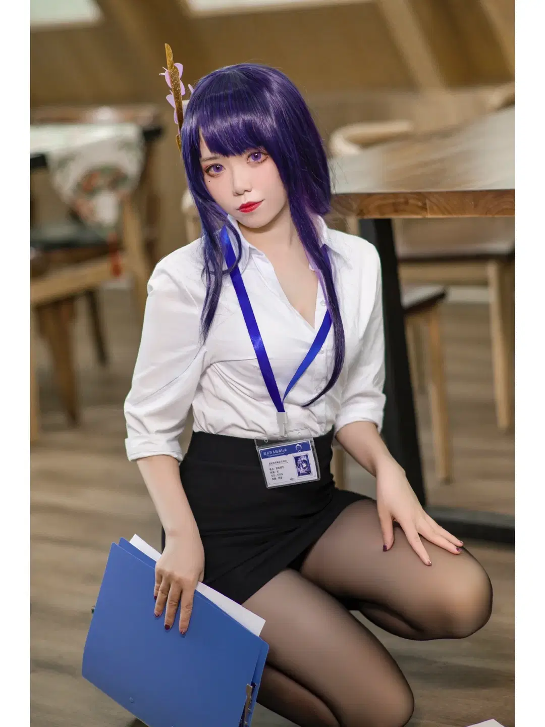 [Raiden Shogun cosplay] Switching to an Office Lady uniform style: Please accept this special workplace commission by Helloguagua - Image 7