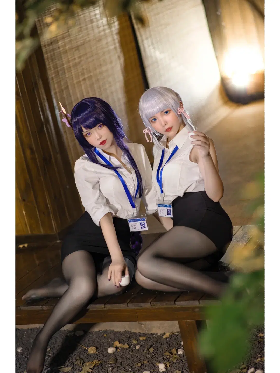 [Raiden Shogun cosplay] When Raiden Shogun and Kamisato Ayaka Put on Office Lady Uniforms by Helloguagua - Image 4