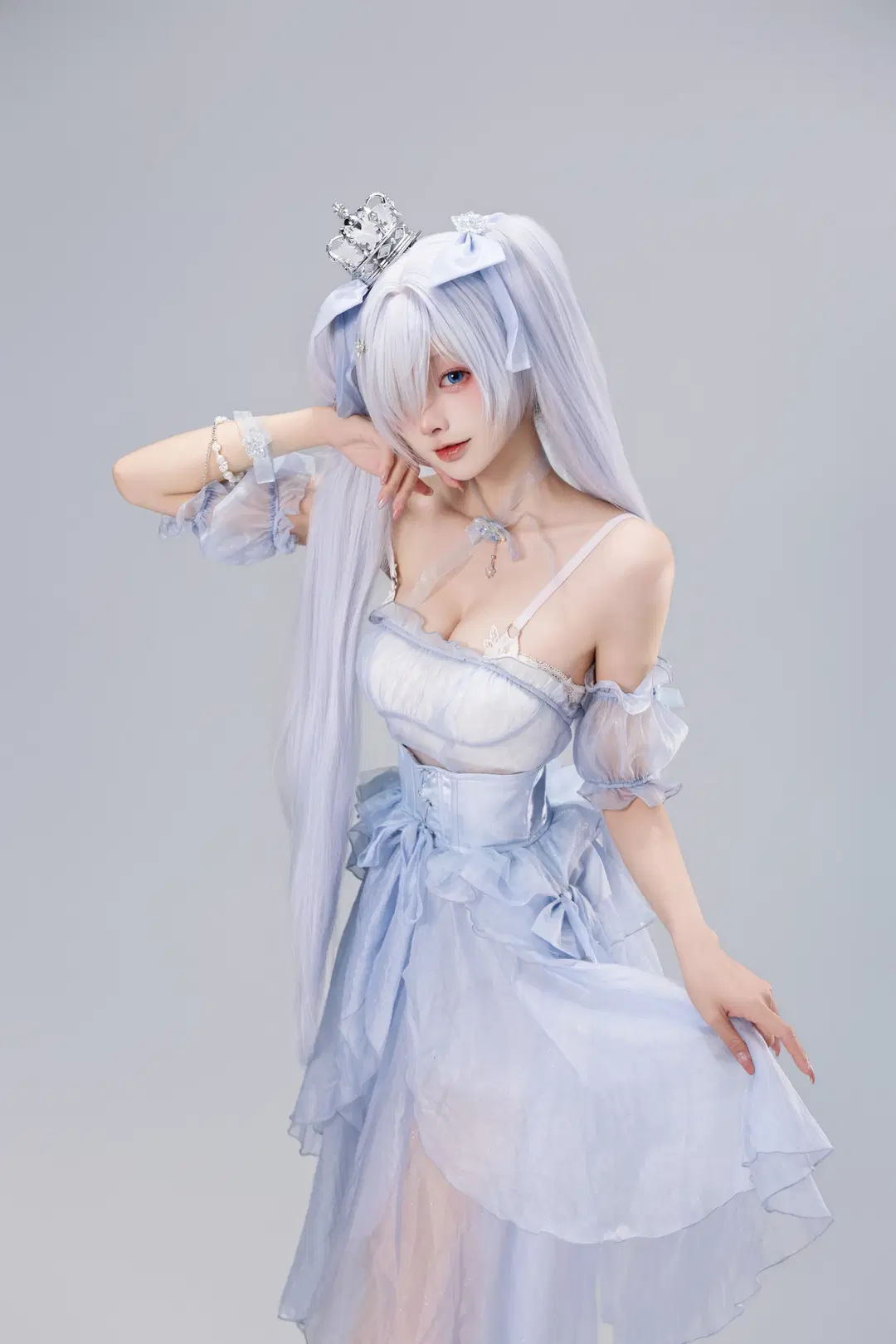 cosplay, 妮姬, 勝利女神, 灰姑娘水晶公主cos, 銀藍假髮