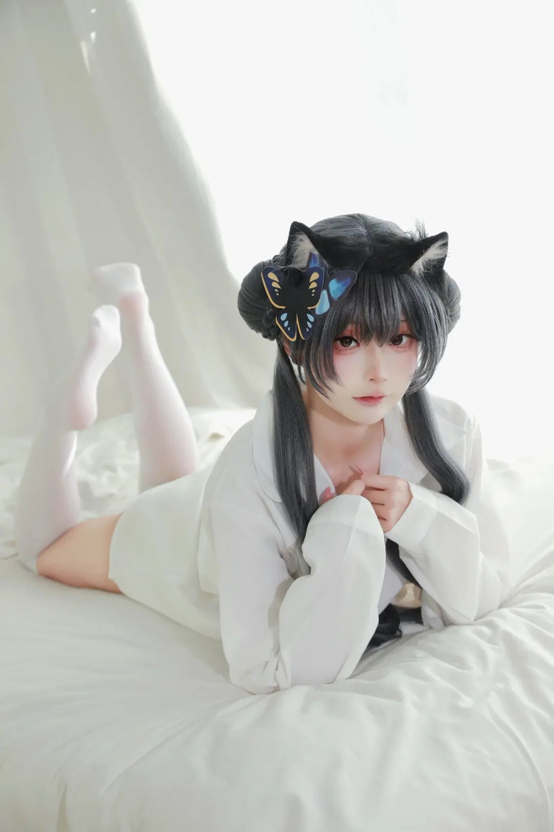 cosplay, 蔚蓝档案, 猫耳少女, 妃咲cos, 白丝