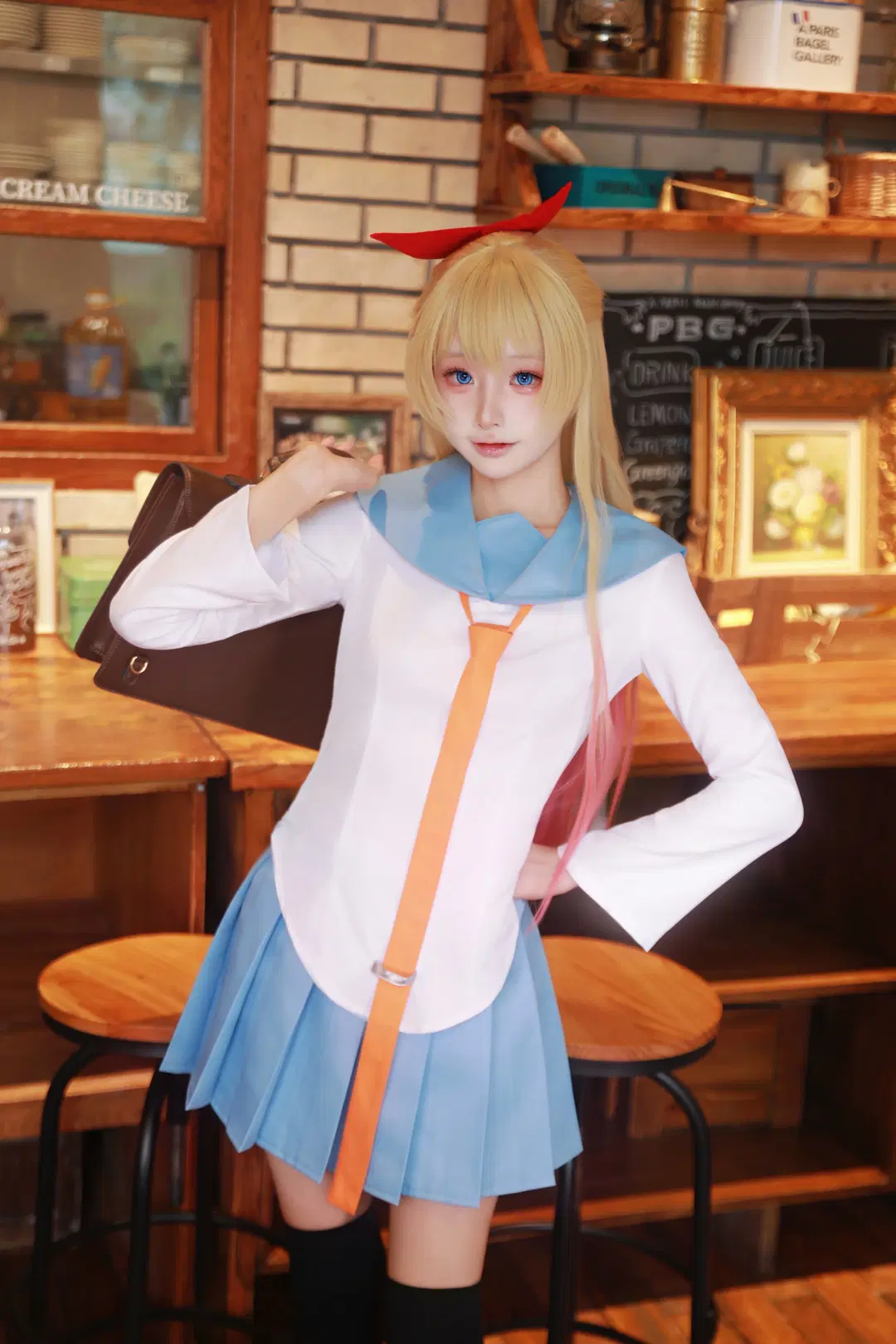 动漫角色扮演, 黑丝过膝袜, 水手服jk, 桐崎千棘cos, 伪恋