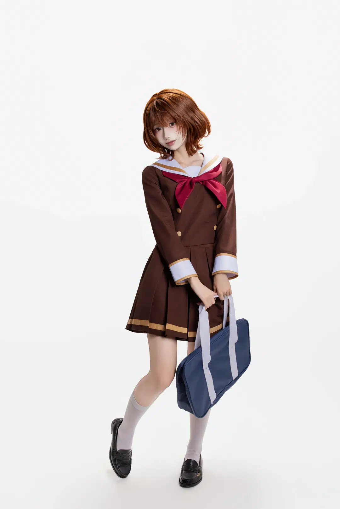 Kumiko Omae Cosplay, Sailor suit, Sound! Euphonium, White studio portrait, White socks
