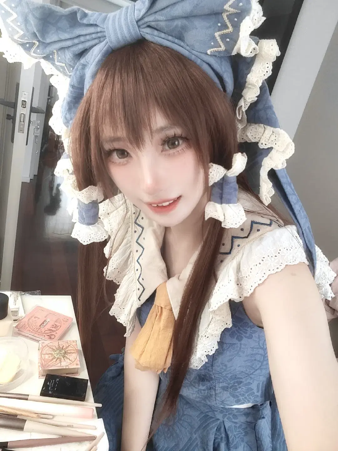 博丽灵梦cos, 东方Project, 青灵梦cos, 二次元妆造, 车万联动餐厅