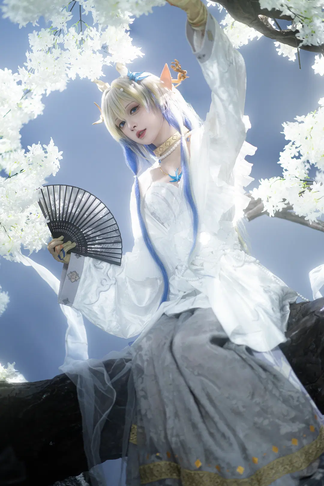 【Shu cosplay】Arknights Ambience Synesthesia: Silver-White Gown Beneath Spring Blossoms by 橘花朝撒 - Image 2
