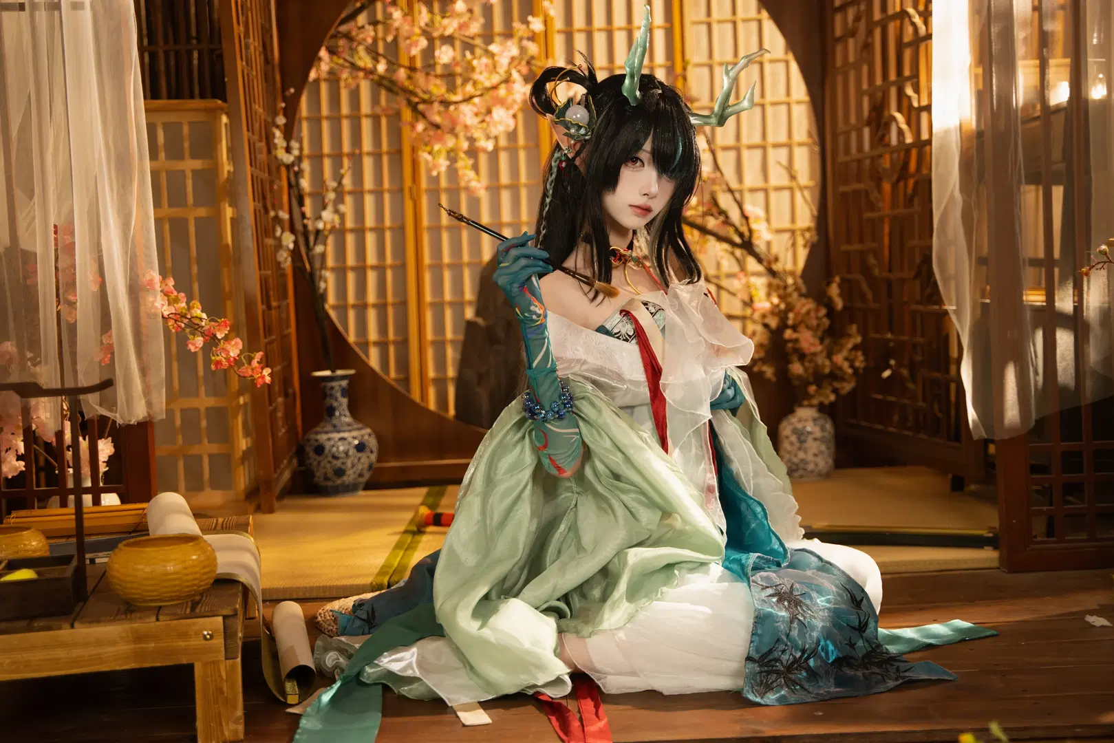 『アークナイツ』シーコスプレ、筆と剣を執る古風幻境 - 橘花朝撒 - 2枚目