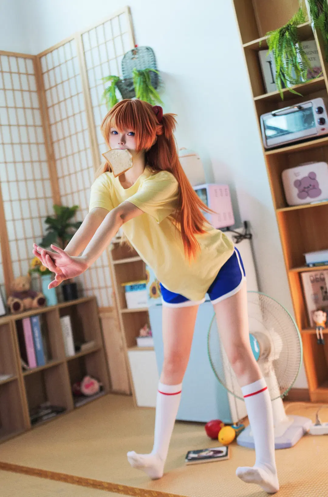 二次元摄影, EVA, 拍照姿势分享, 明日香cos, 白丝袜
