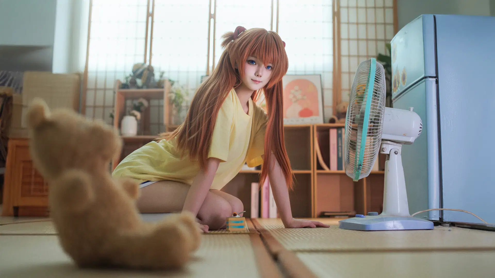 【明日香cos】EVA黄T恤日常，二次元拍照姿势分享 - 海海📸 - 第4张