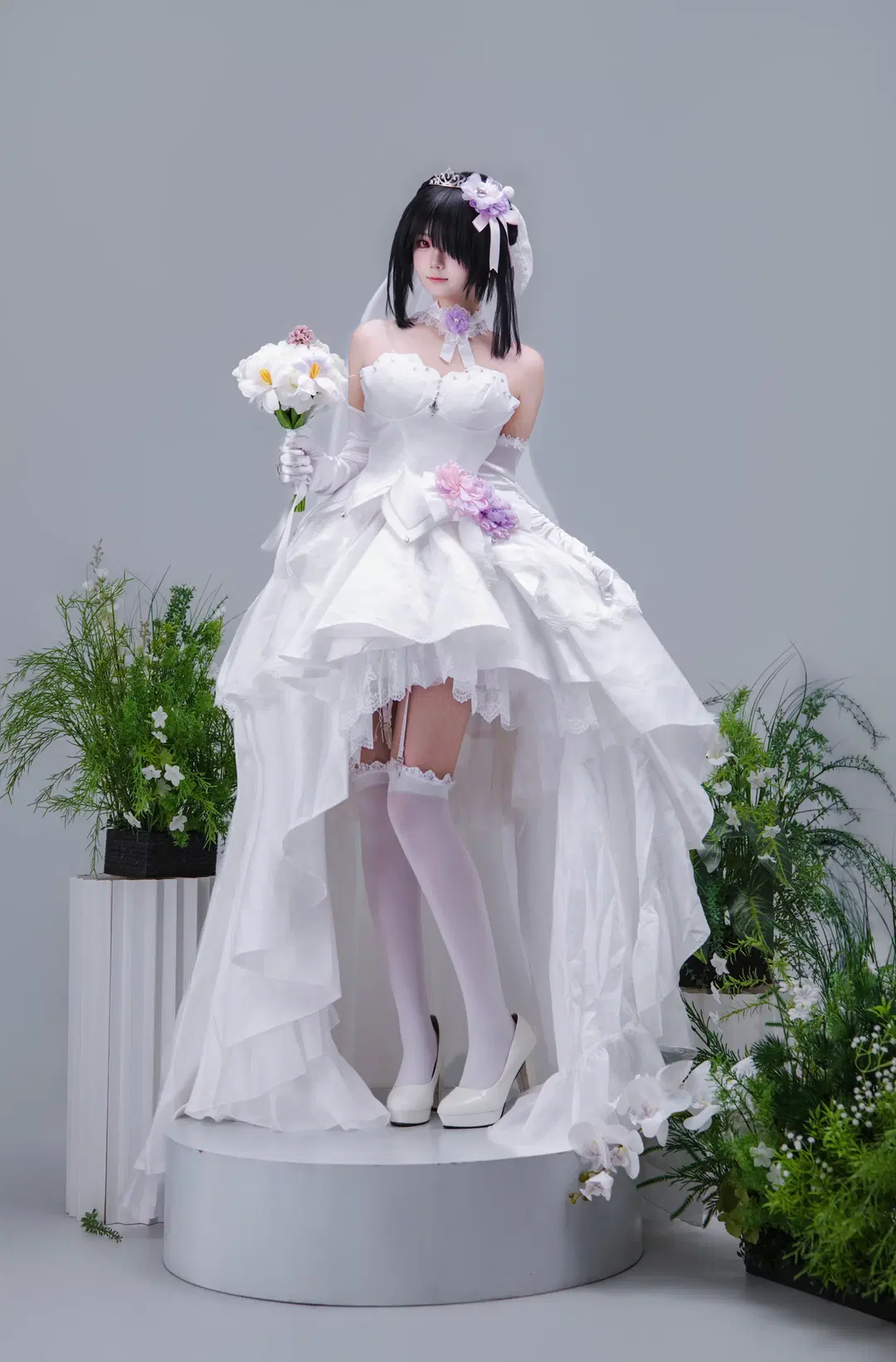 【時崎狂三 コスプレ】花嫁の白ベールと白ストッキングガーターのスタジオ撮影記録 - 海海📸 - 10枚目