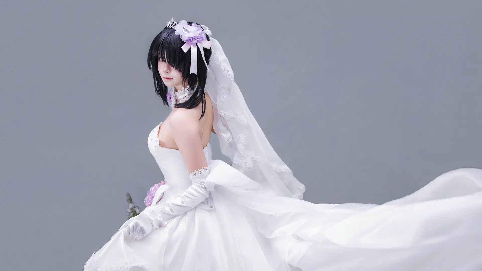 【時崎狂三 コスプレ】花嫁の白ベールと白ストッキングガーターのスタジオ撮影記録 - 海海📸 - 2枚目
