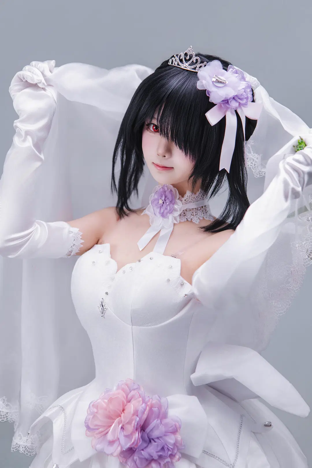 【時崎狂三 コスプレ】花嫁の白ベールと白ストッキングガーターのスタジオ撮影記録 - 海海📸 - 3枚目