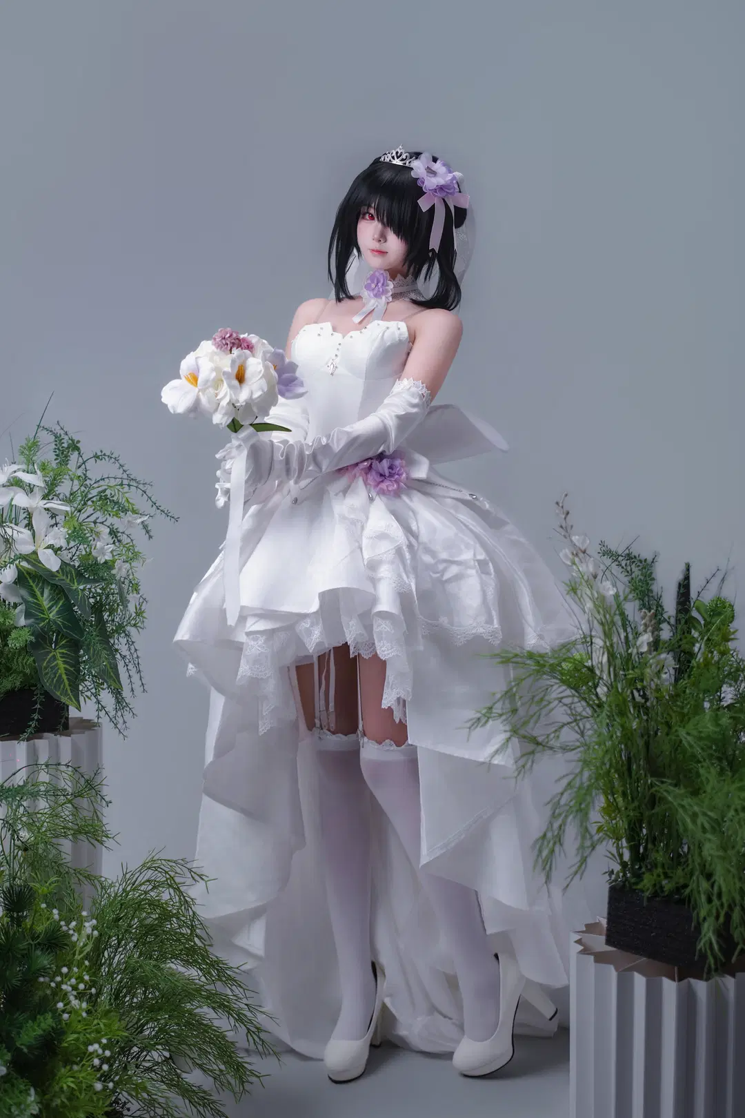 【時崎狂三 コスプレ】花嫁の白ベールと白ストッキングガーターのスタジオ撮影記録 - 海海📸 - 4枚目