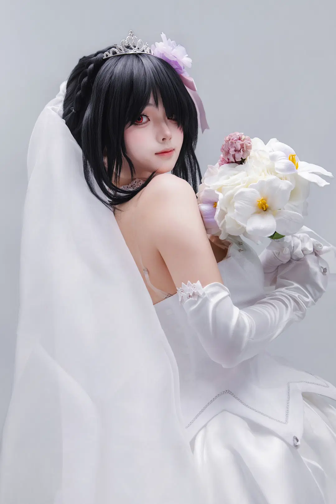 【時崎狂三 コスプレ】花嫁の白ベールと白ストッキングガーターのスタジオ撮影記録 - 海海📸 - 7枚目