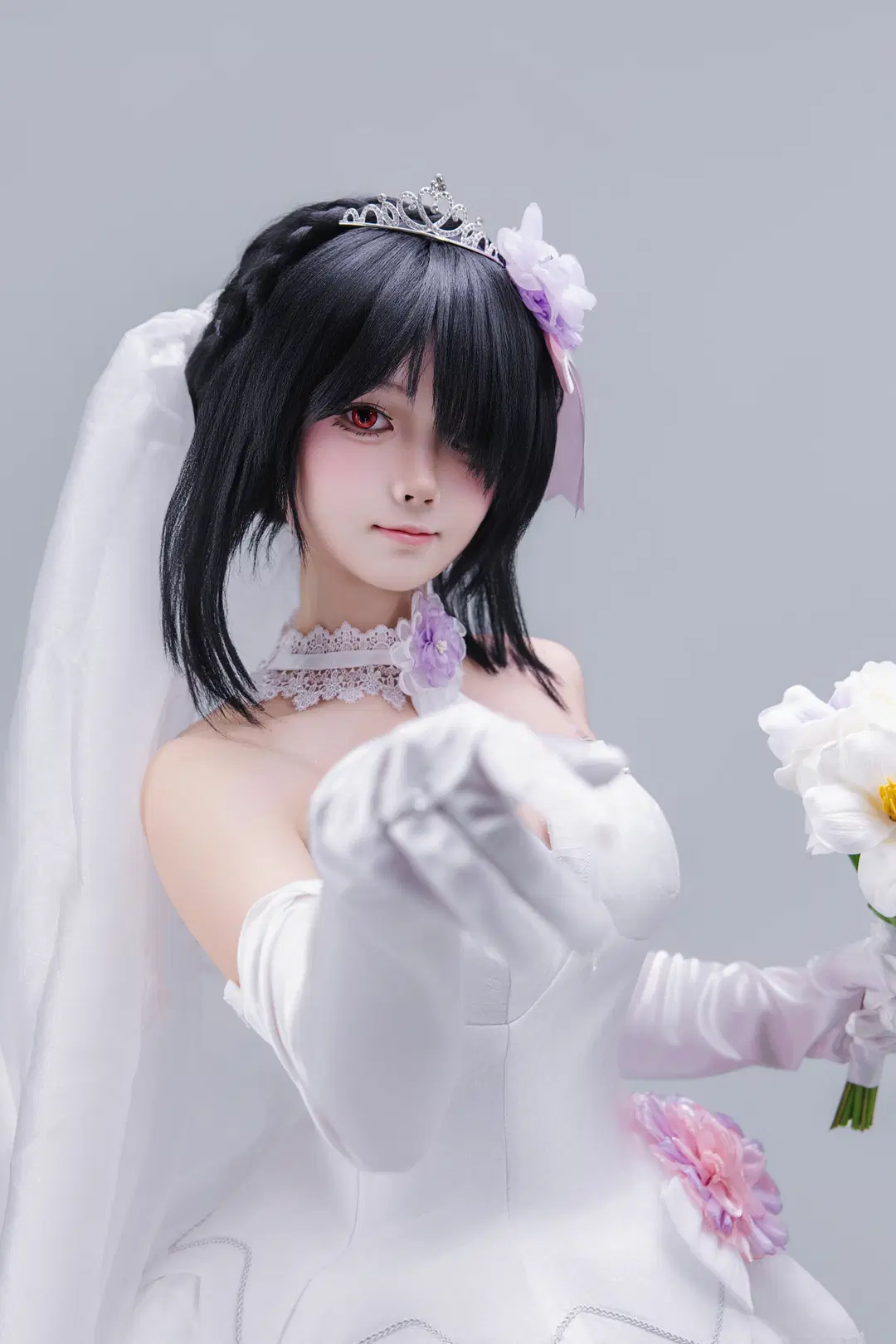 【時崎狂三 コスプレ】花嫁の白ベールと白ストッキングガーターのスタジオ撮影記録 - 海海📸 - 8枚目