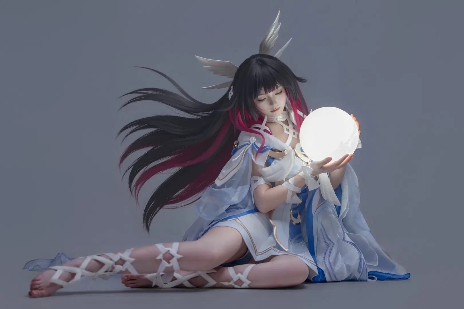 【コロンビーナ コスプレ】青白のシアーチュールと光る月の小道具：白ホリ撮影記録 - 海海📸 - 3枚目