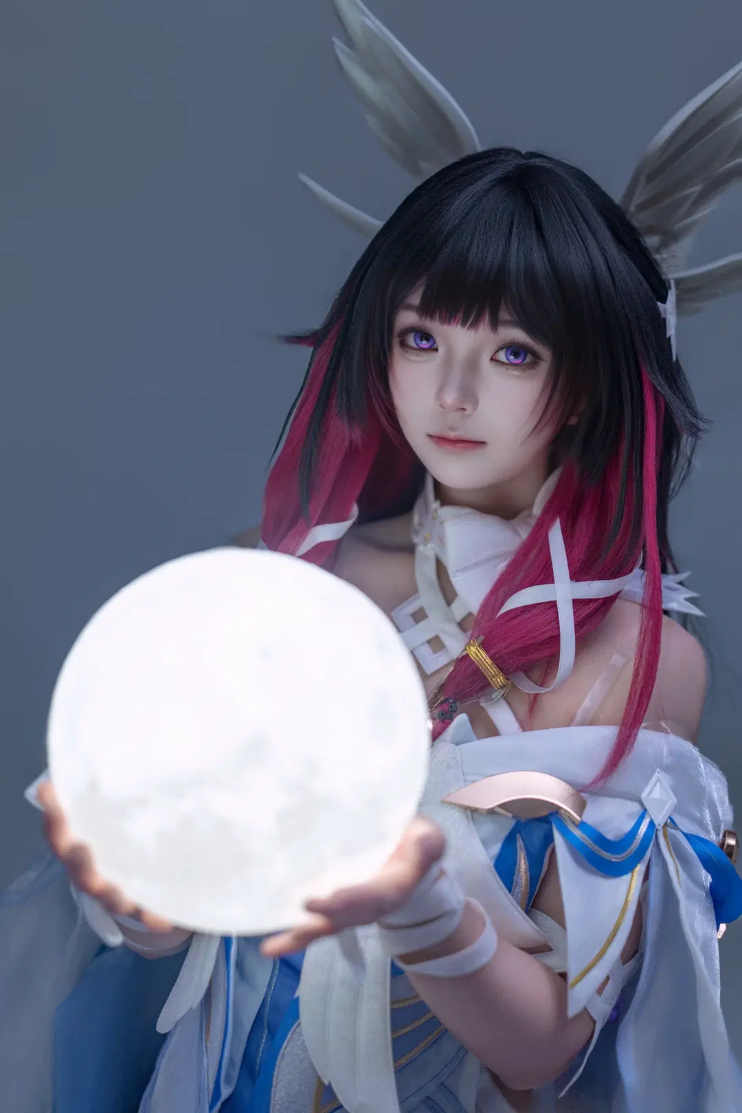 【コロンビーナ コスプレ】青白のシアーチュールと光る月の小道具：白ホリ撮影記録 - 海海📸 - 7枚目