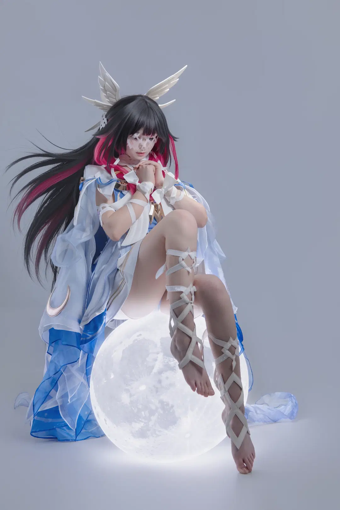 【コロンビーナ コスプレ】青白のシアーチュールと光る月の小道具：白ホリ撮影記録 - 海海📸 - 8枚目