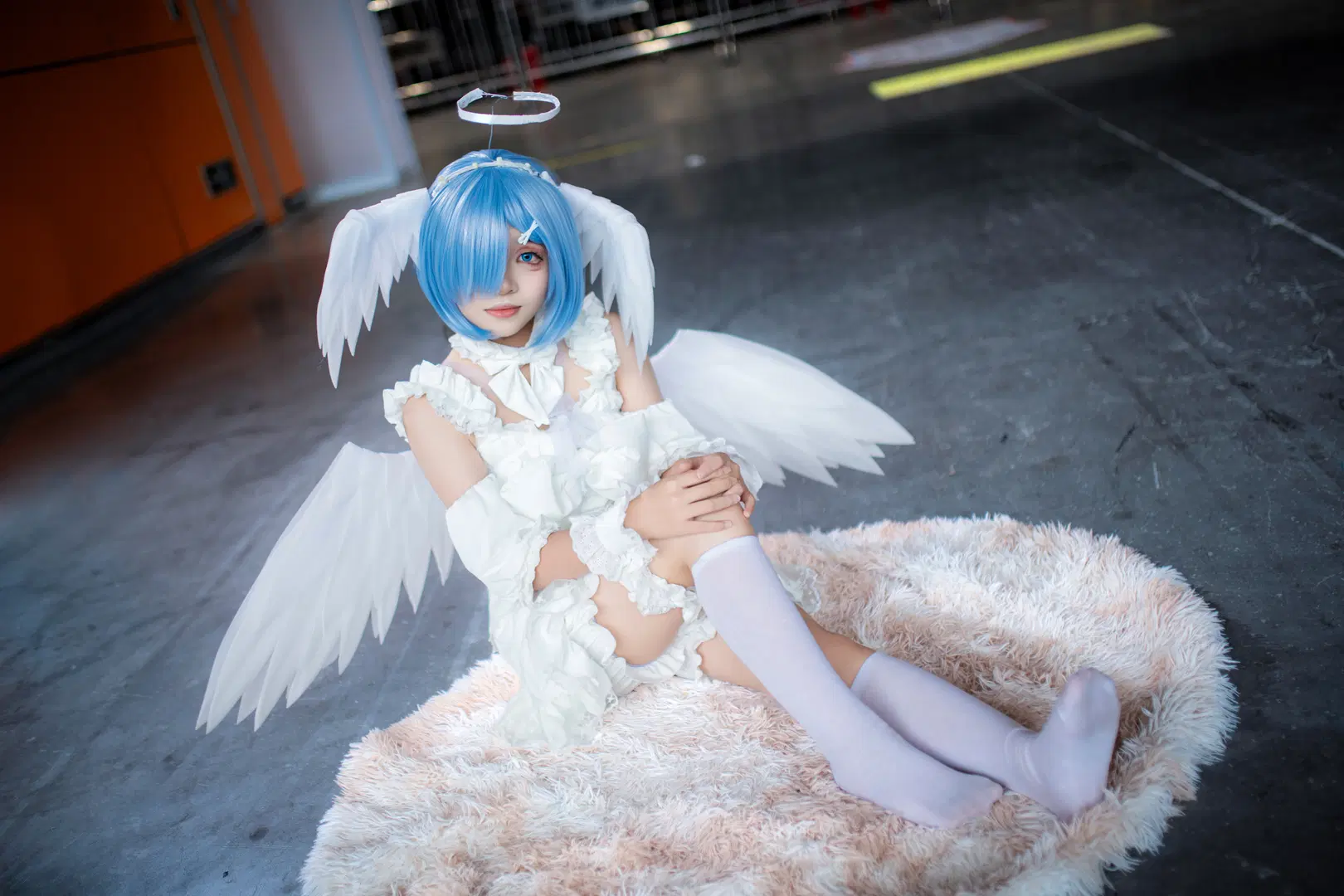 ホタルACGエキスポ, Re:ゼロから始める異世界生活, レム コスプレ, ストッキング, 天使のパジャマ