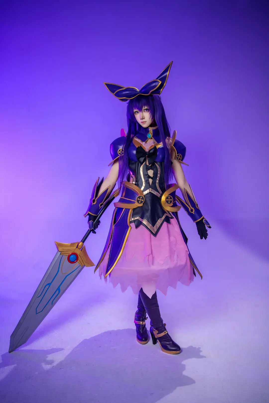 cosplay摄影, 约会大作战, 大剑道具, 夜刀神十香cos, 紫金铠甲