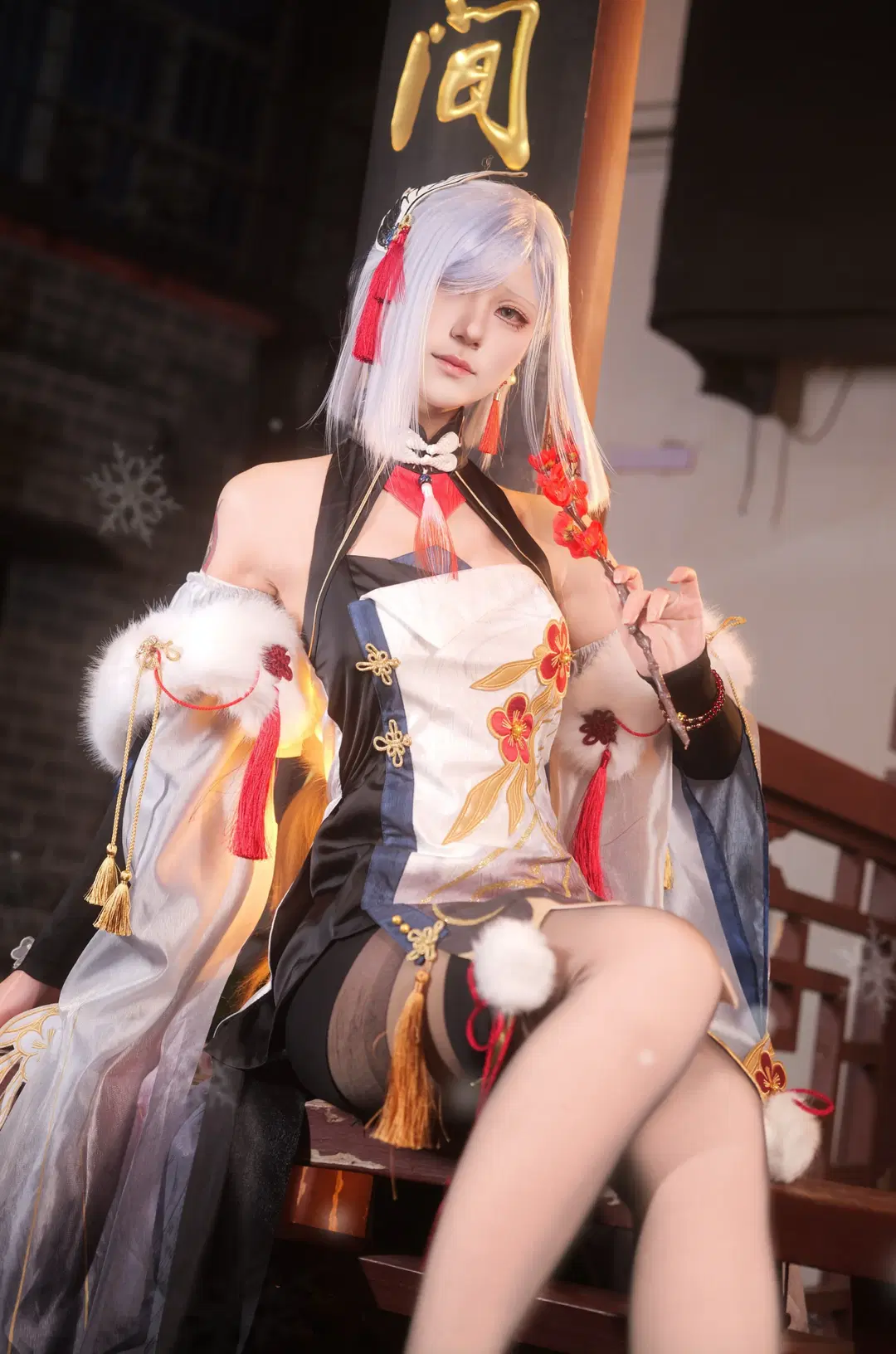 Genshin Impact, Lantern Rite, Shenhe cosplay, Cosplay photoshoot, Black stockings
