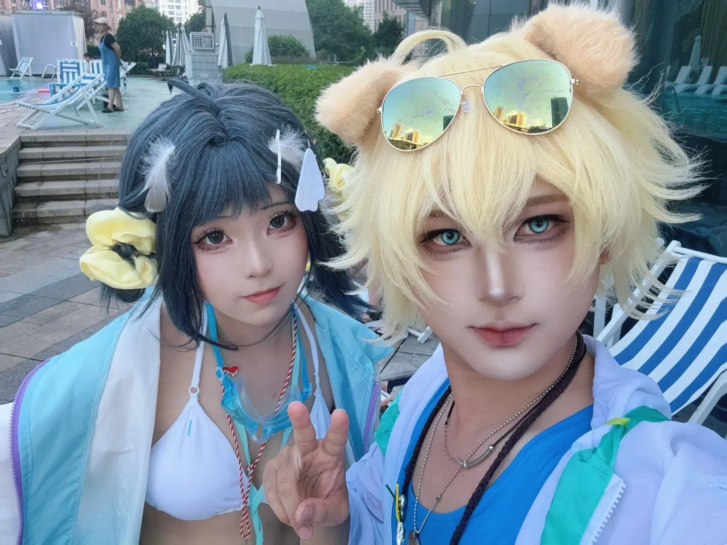 Swimsuit cosplay, Arknights, La Pluma cosplay, Brother and sister cosplay, Tequila cosplay