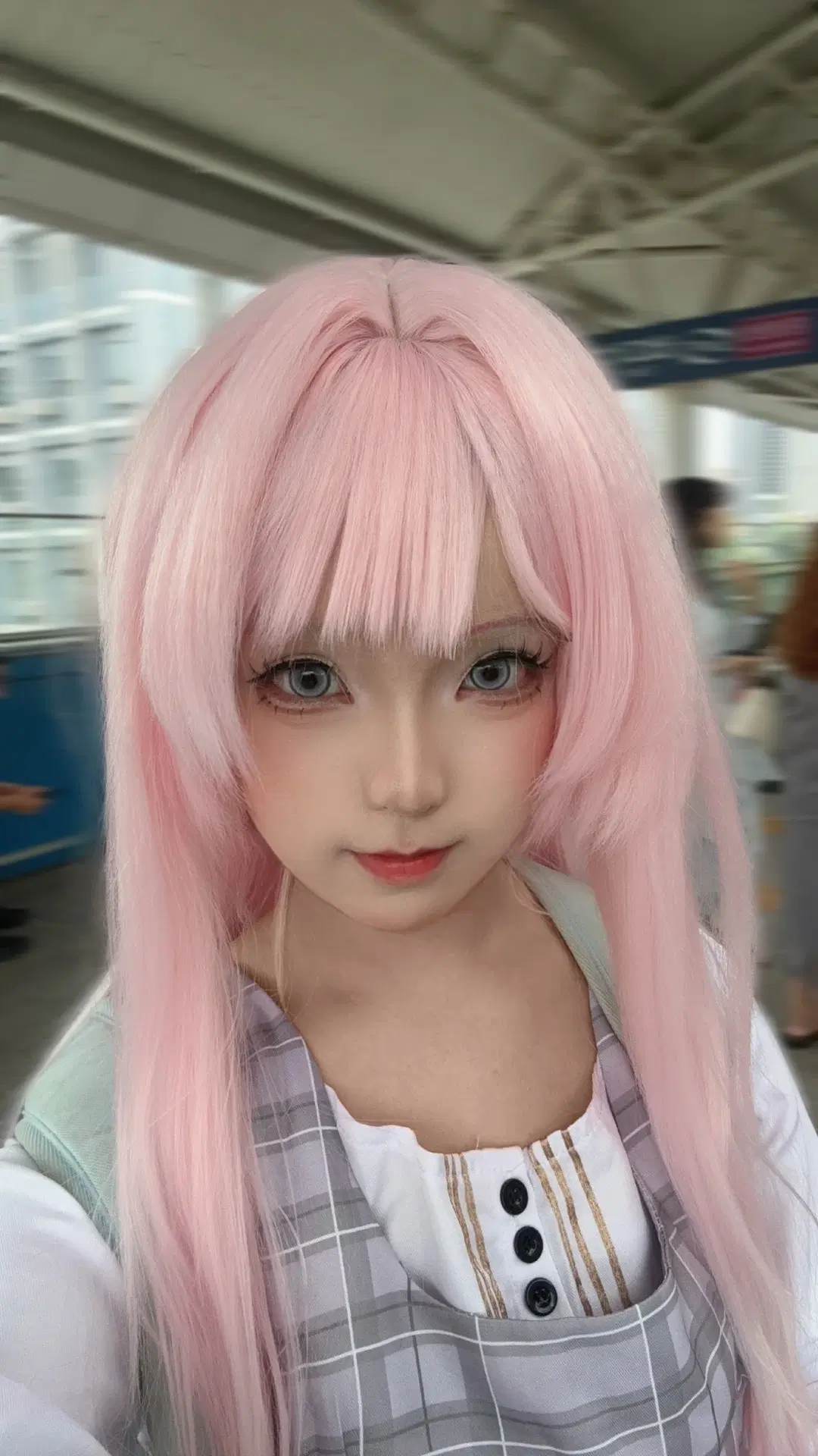 【千早愛音 コスプレ】ピンク髪とチェックのスカートを合わせたデイリー私服スタイリング - 想当幸运鹅 - 4枚目