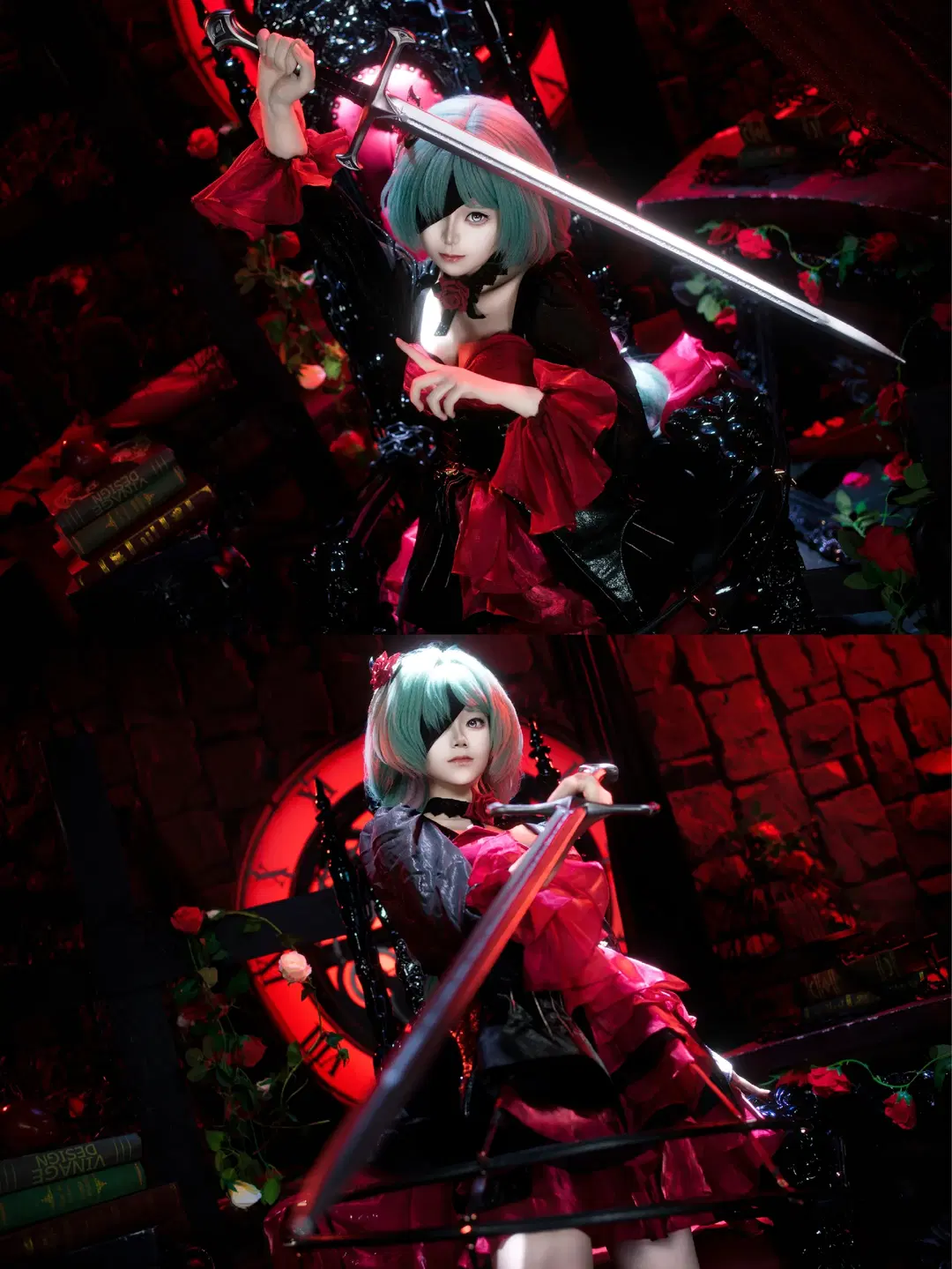 【フローヴァ コスプレ】『鳴潮』ダークゴシック美学、真紅と漆黒の薔薇と大剣の衝突 - 拉克苏 - 3枚目